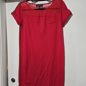 Jones New York Red Short Sleeve Shift Tunic Dress